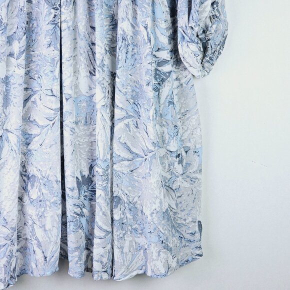 Umgee Baby Blue White Floral Crochet Trim Tunic Dress Sz M - Picture 7 of 7